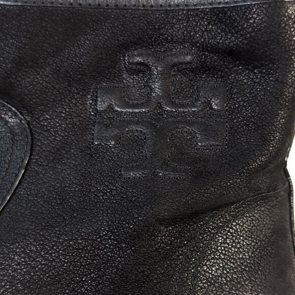 Tory Burch Boots Black Leather Ankle Boots Size 11 - Picture 4 of 9